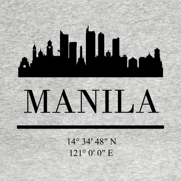 MANILA PHILIPPINES BLACK SILHOUETTE SKYLINE ART by deificusArt